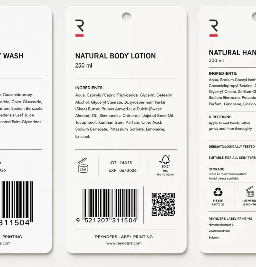 Voorbeeld verschillende codes op een label